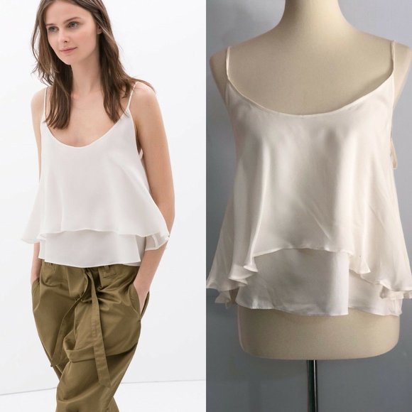 Zara Tops - Zara Women's Straps Layered Tank Top White Size M
